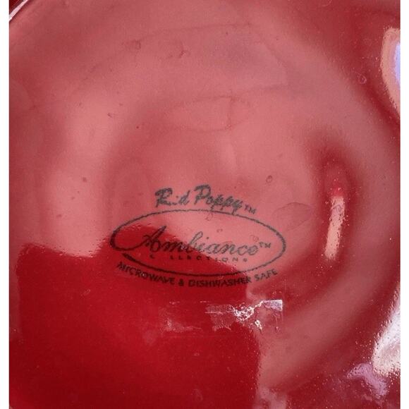 Fleur Rouge Red Poppy 8” Salad Dessert Plates Ambiance Collection Nanette Vacher - Picture 4 of 6